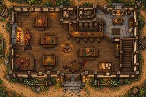 Материал обсуждения: mossy stump tavern battlemap (не утверждено)